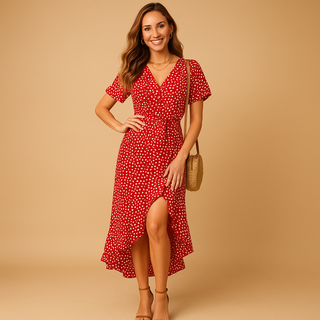 Wrap dress with playful print for women