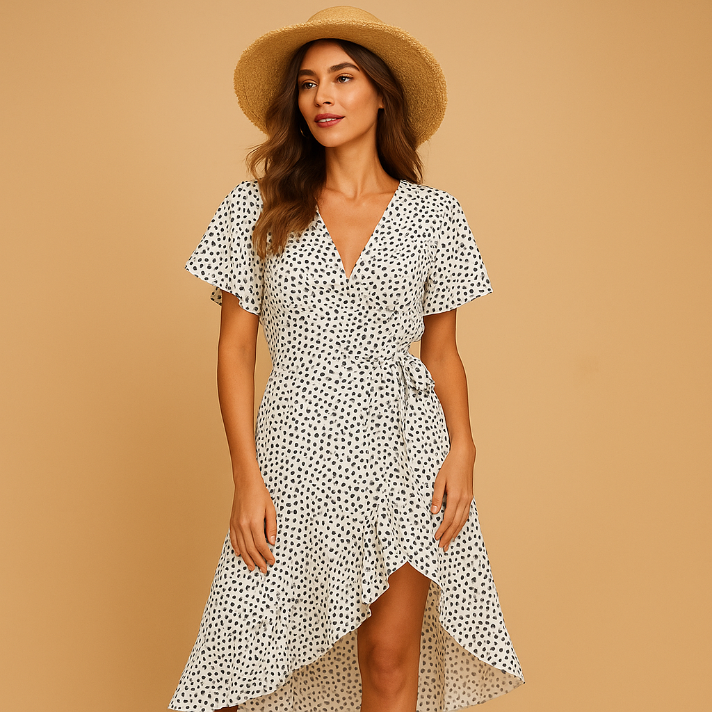 Wrap dress with playful print for women