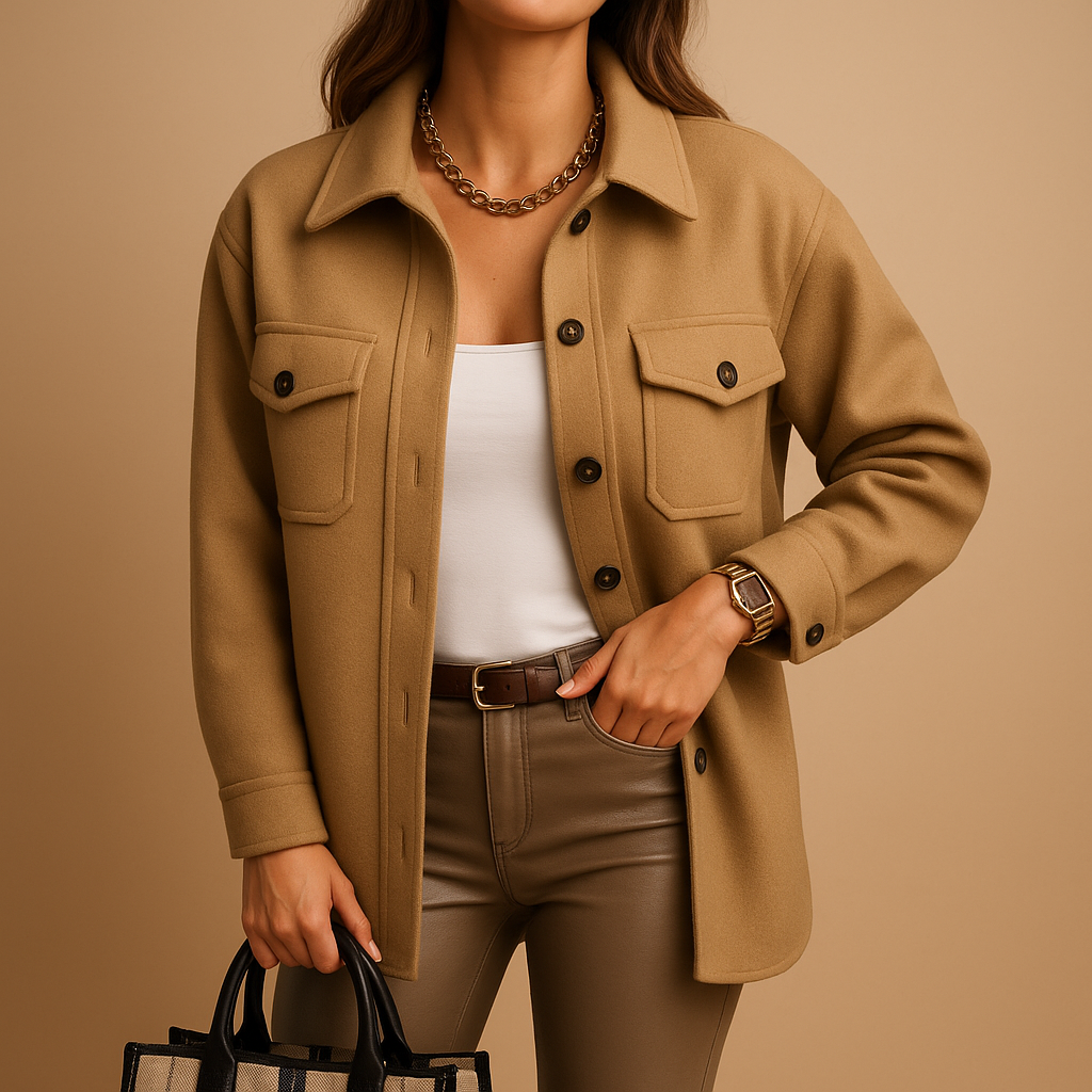 Wind and waterproof women's jacket with collar and buttons