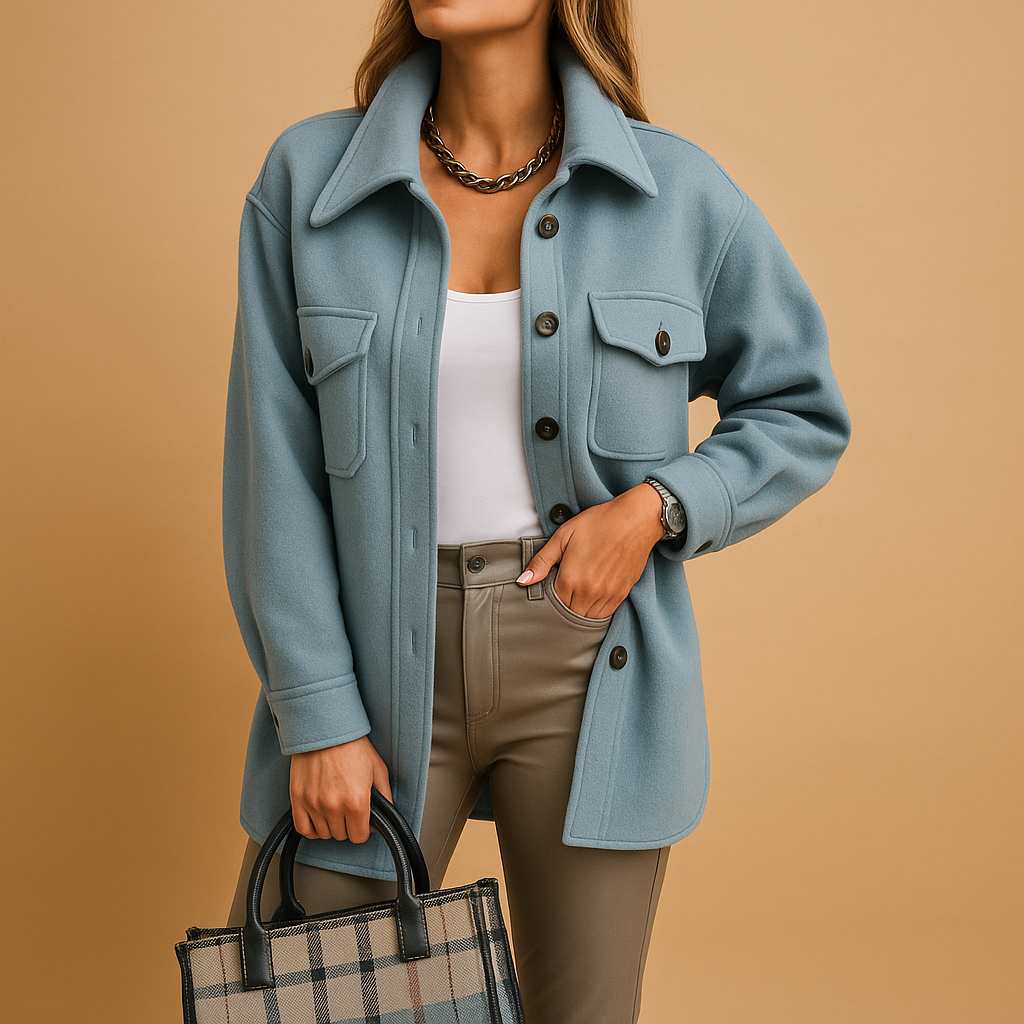Wind and waterproof women's jacket with collar and buttons