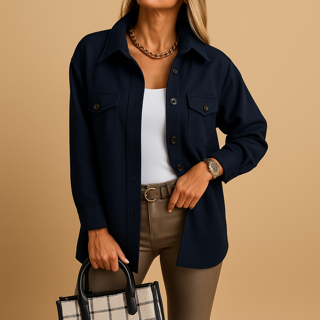 Wind and waterproof women's jacket with collar and buttons