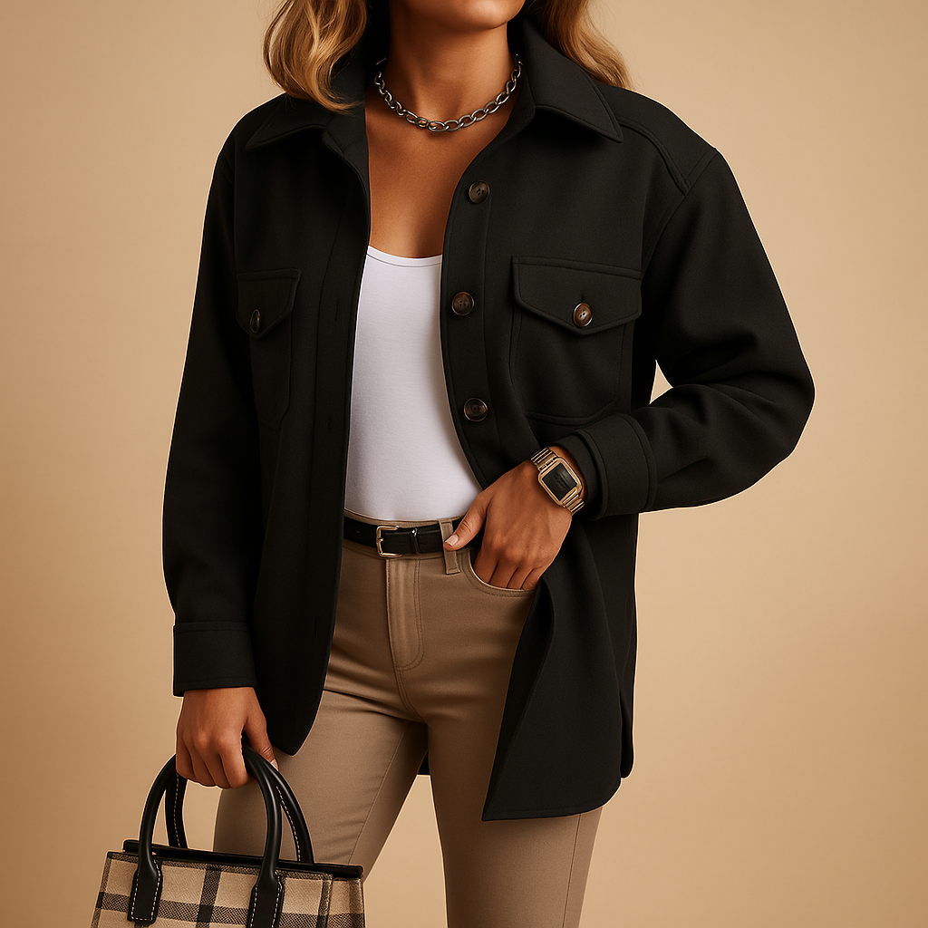 Wind and waterproof women's jacket with collar and buttons