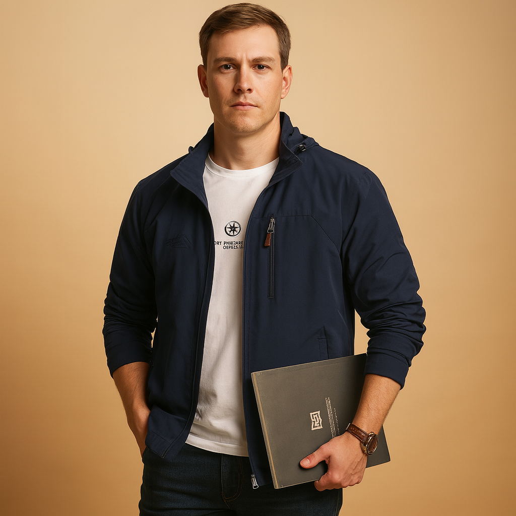 Wind and waterproof jacket with modern design for men