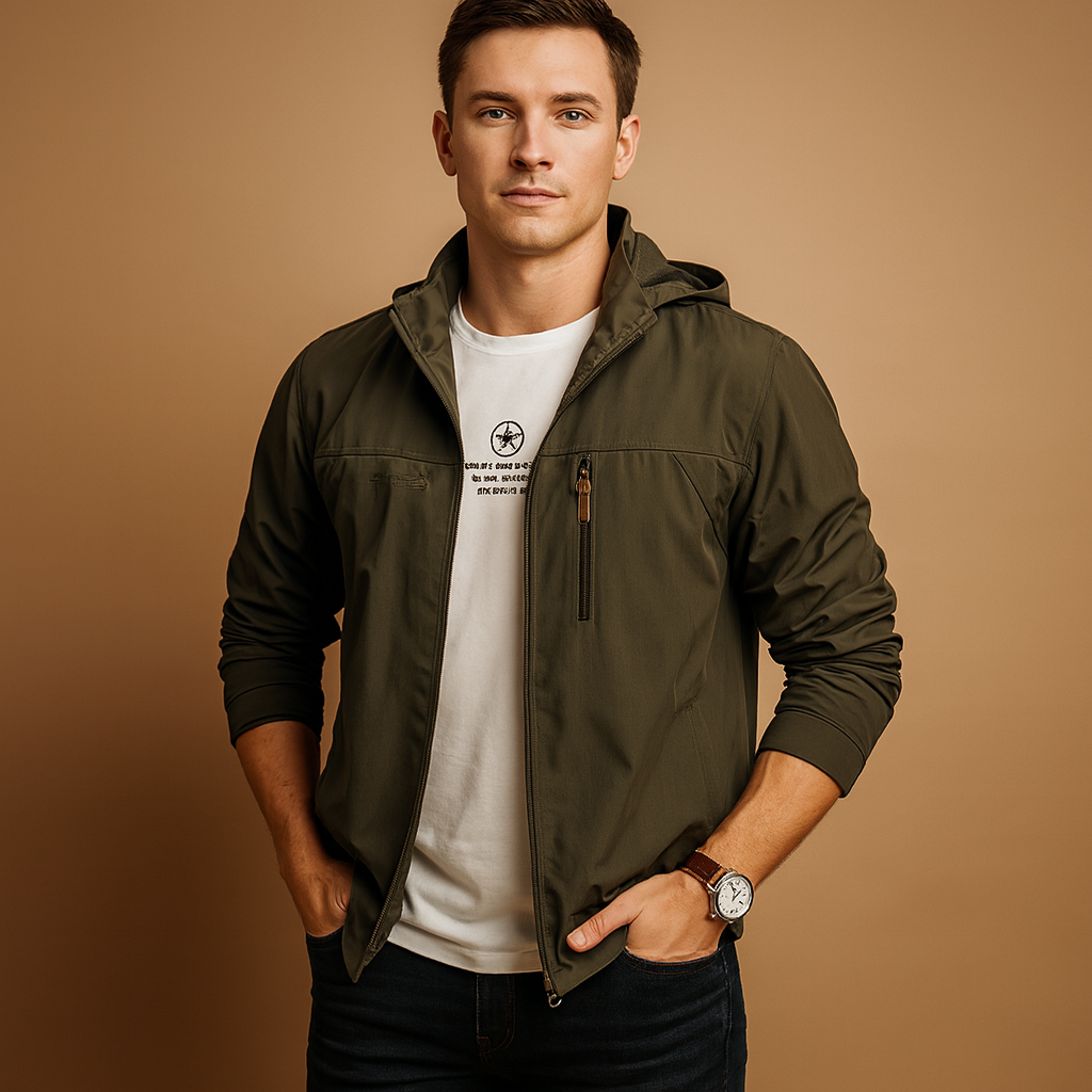 Wind and waterproof jacket with modern design for men