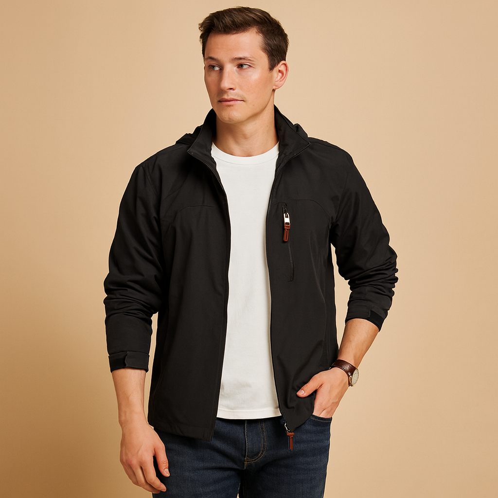Wind and waterproof jacket with modern design for men