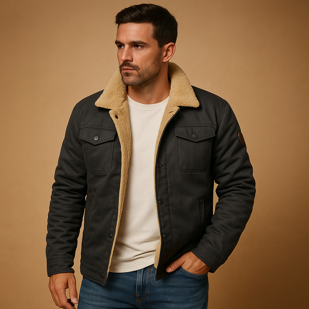 Winter bomber jacket with ribbed cuffs for men