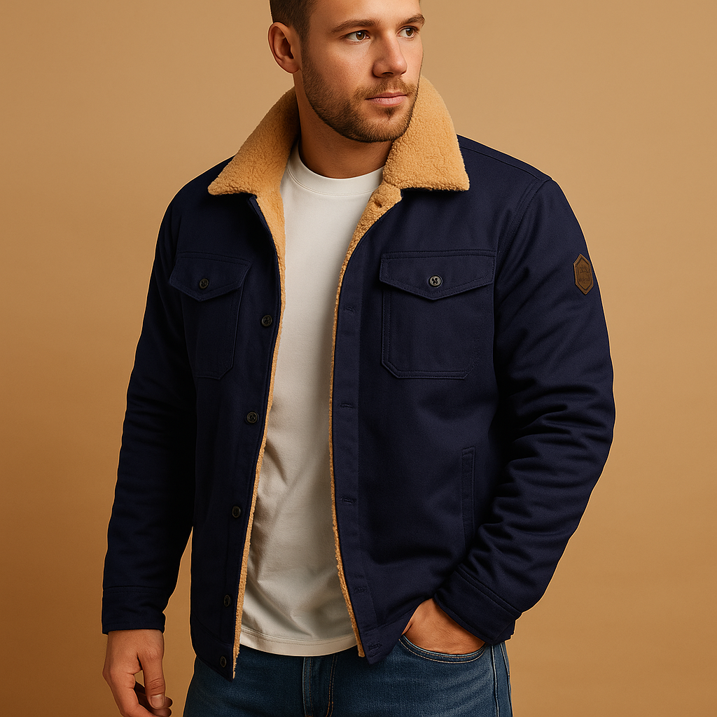 Winter bomber jacket with ribbed cuffs for men