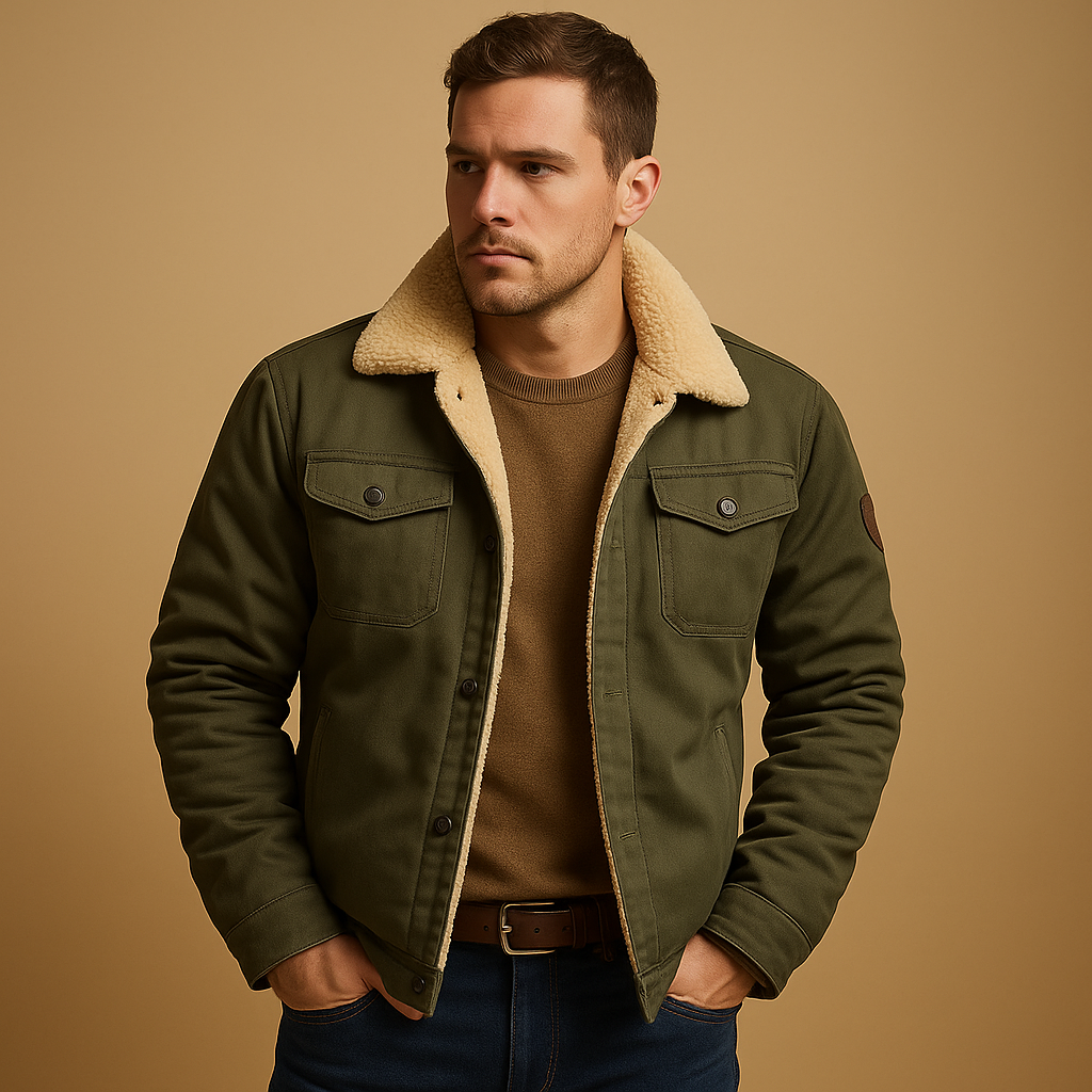 Winter bomber jacket with ribbed cuffs for men