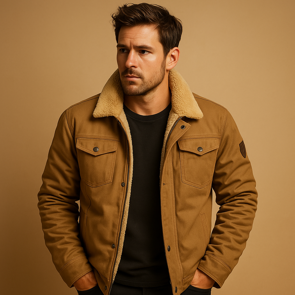 Winter bomber jacket with ribbed cuffs for men