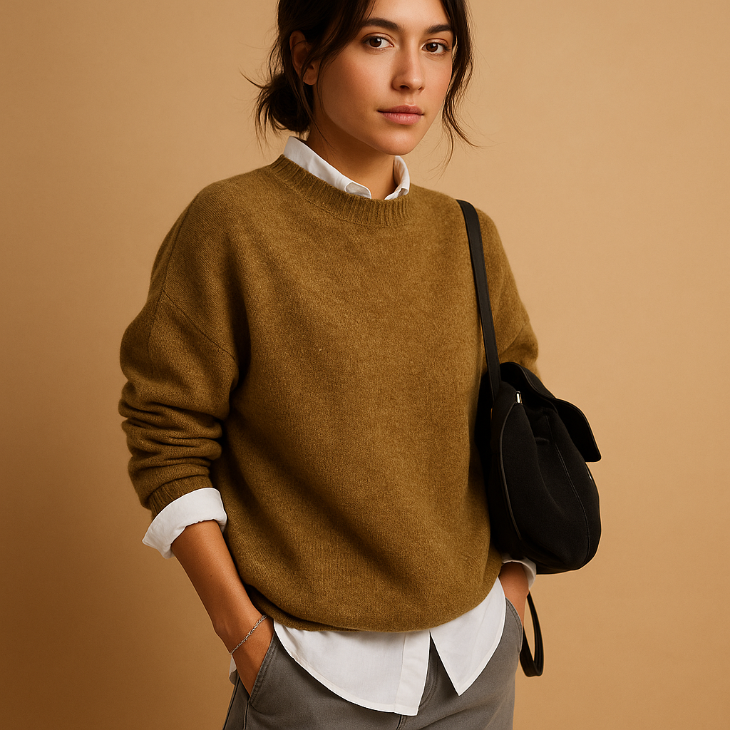 Women's wool sweater with elegant fit and minimalist finish