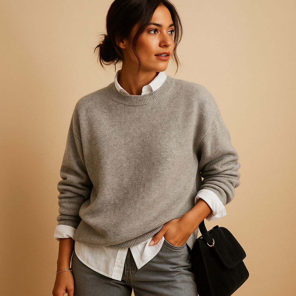 Women's wool sweater with elegant fit and minimalist finish