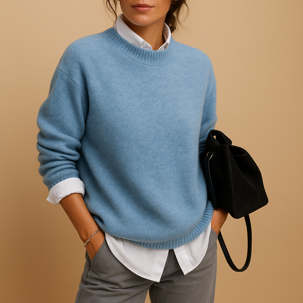 Women's wool sweater with elegant fit and minimalist finish