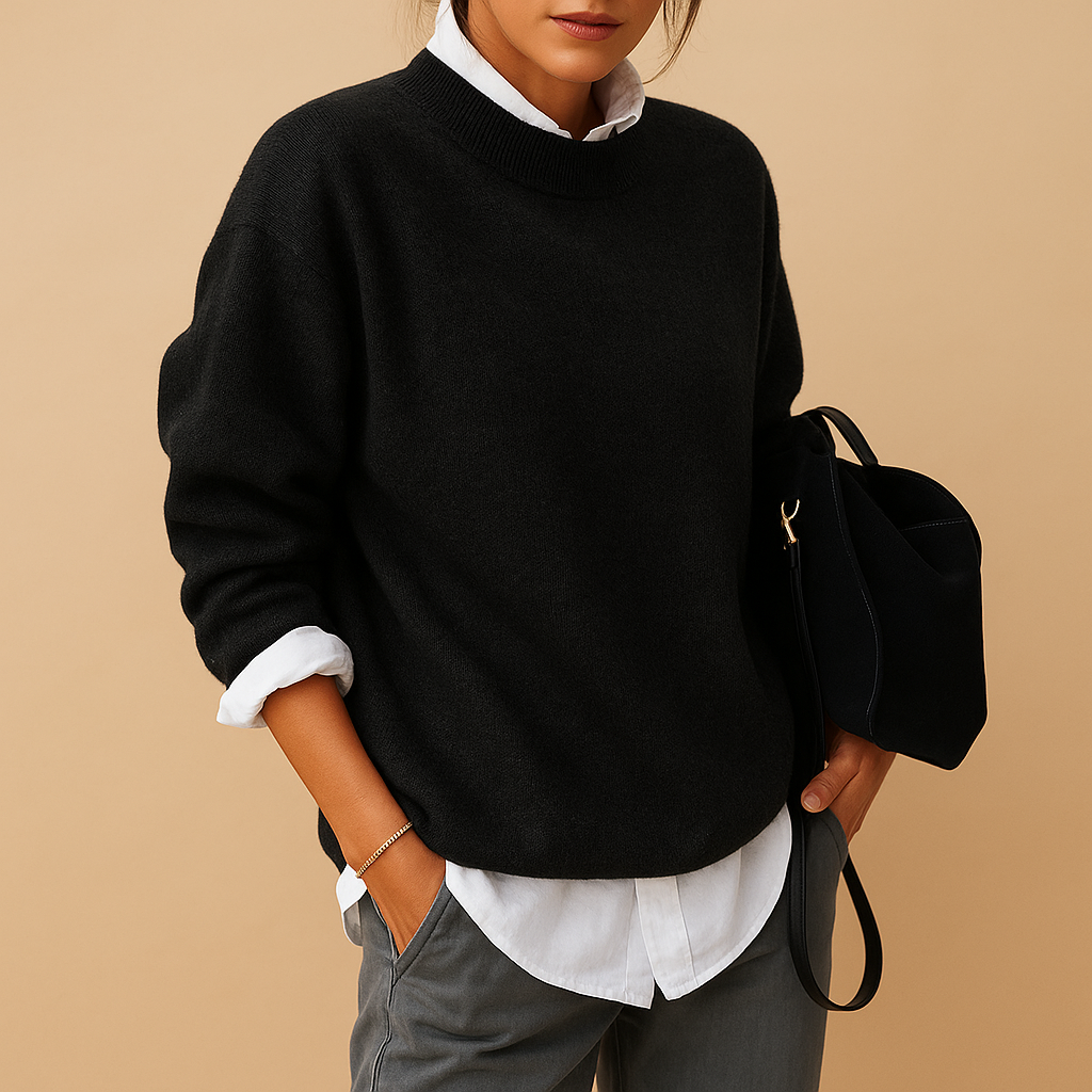 Women's wool sweater with elegant fit and minimalist finish
