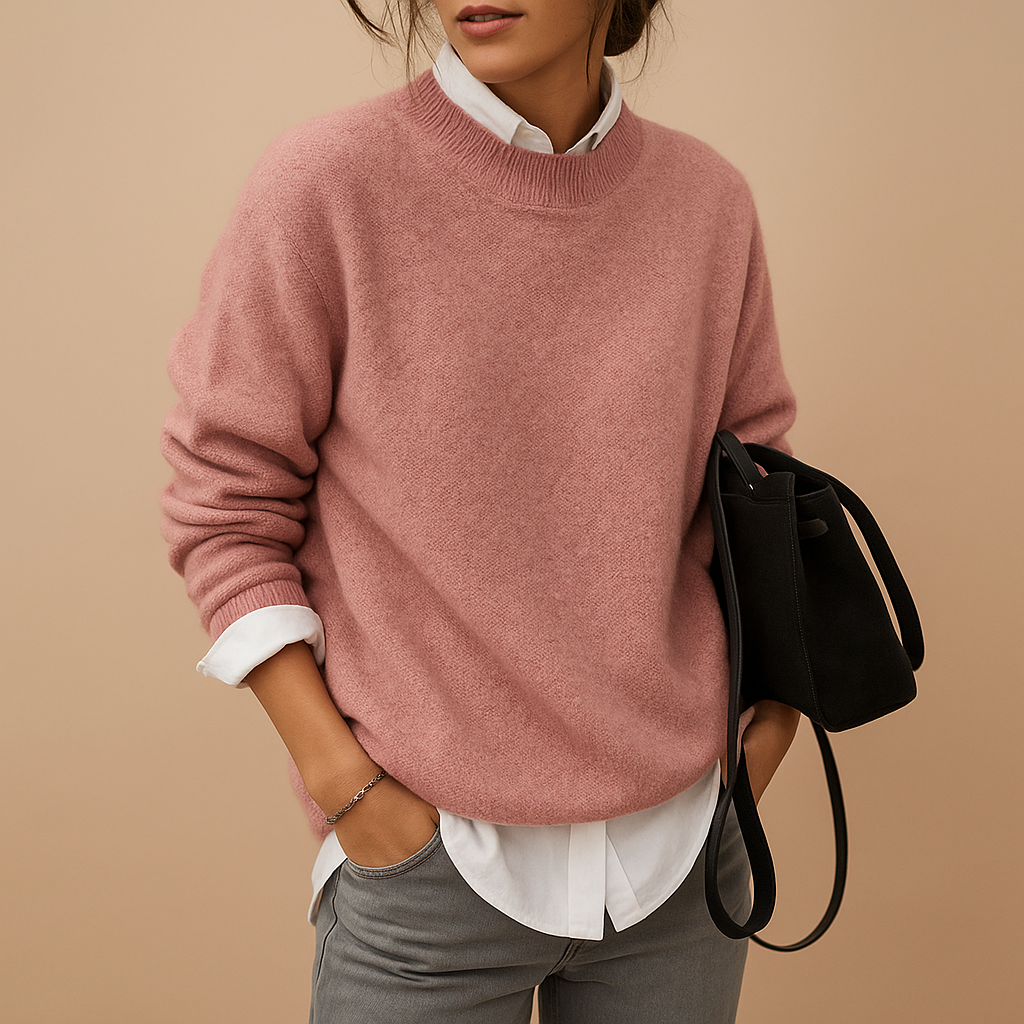 Women's wool sweater with elegant fit and minimalist finish