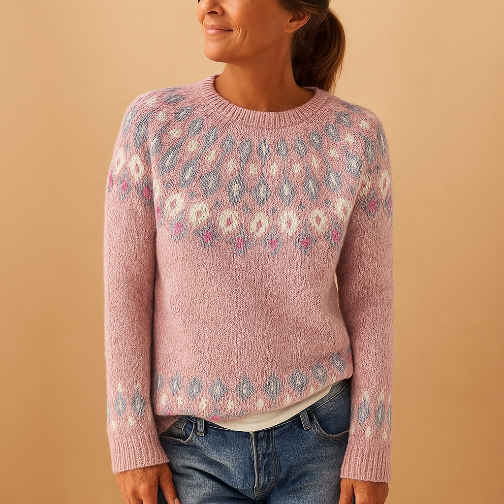 Wool sweater with unique print for women