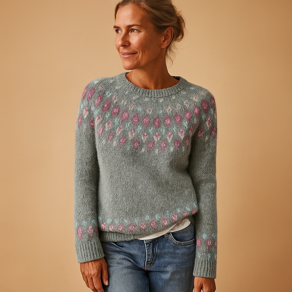 Wool sweater with unique print for women