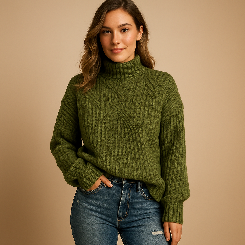 Soft knit long sleeve sweater for ladies