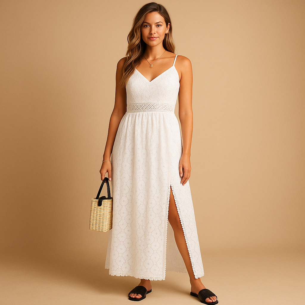 Summer dress with waist accent for women