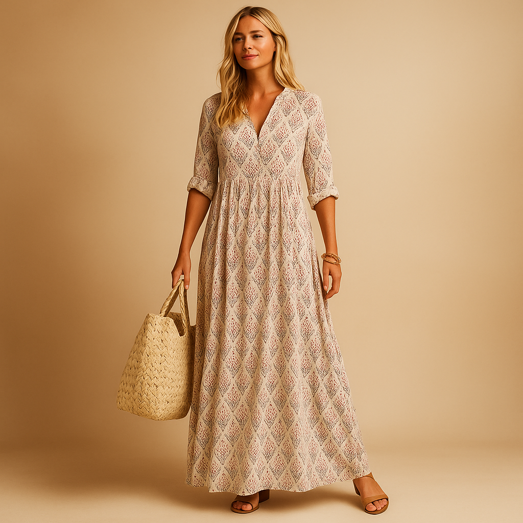 Knee-length summer dress with elegant fit for women
