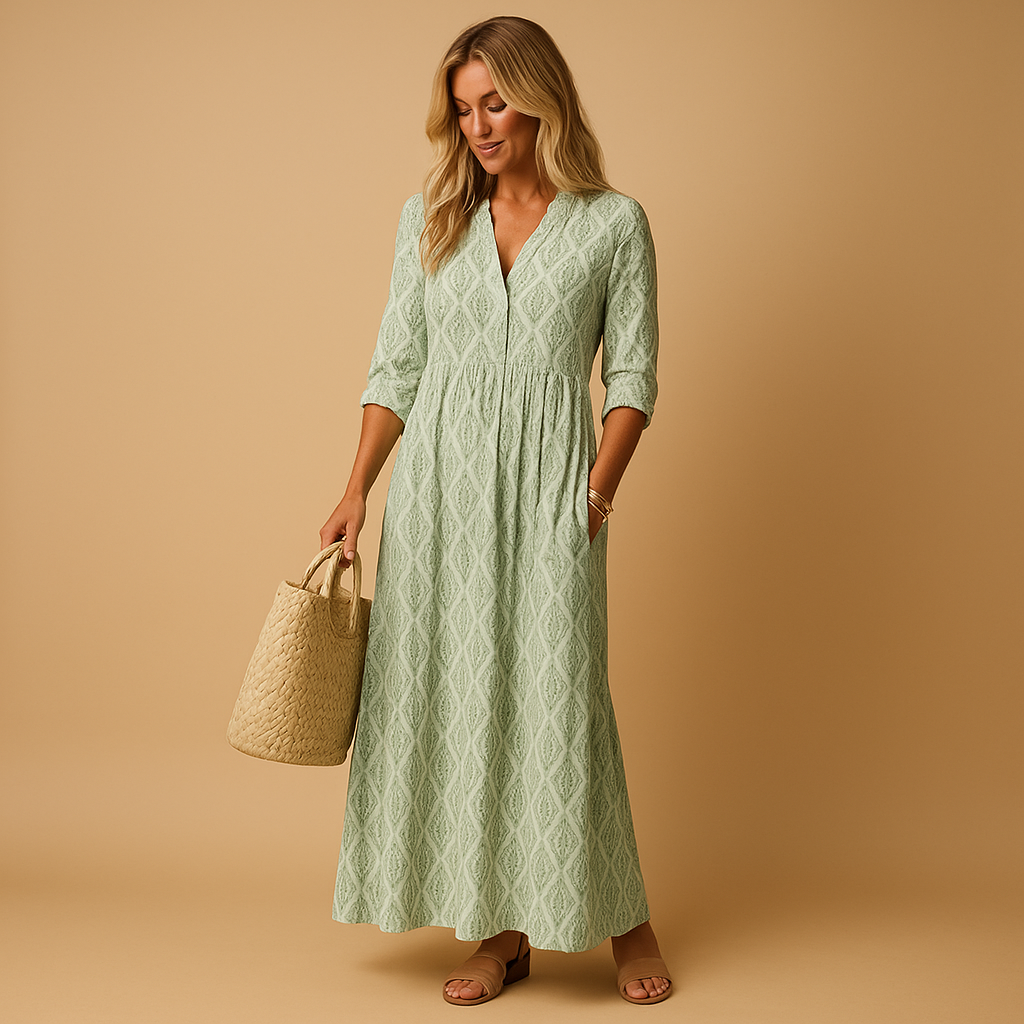 Knee-length summer dress with elegant fit for women