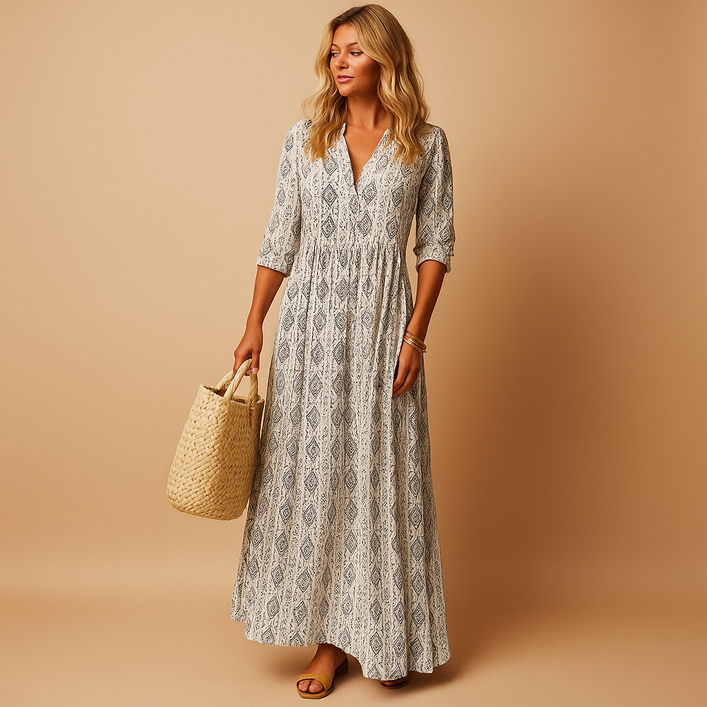 Knee-length summer dress with elegant fit for women