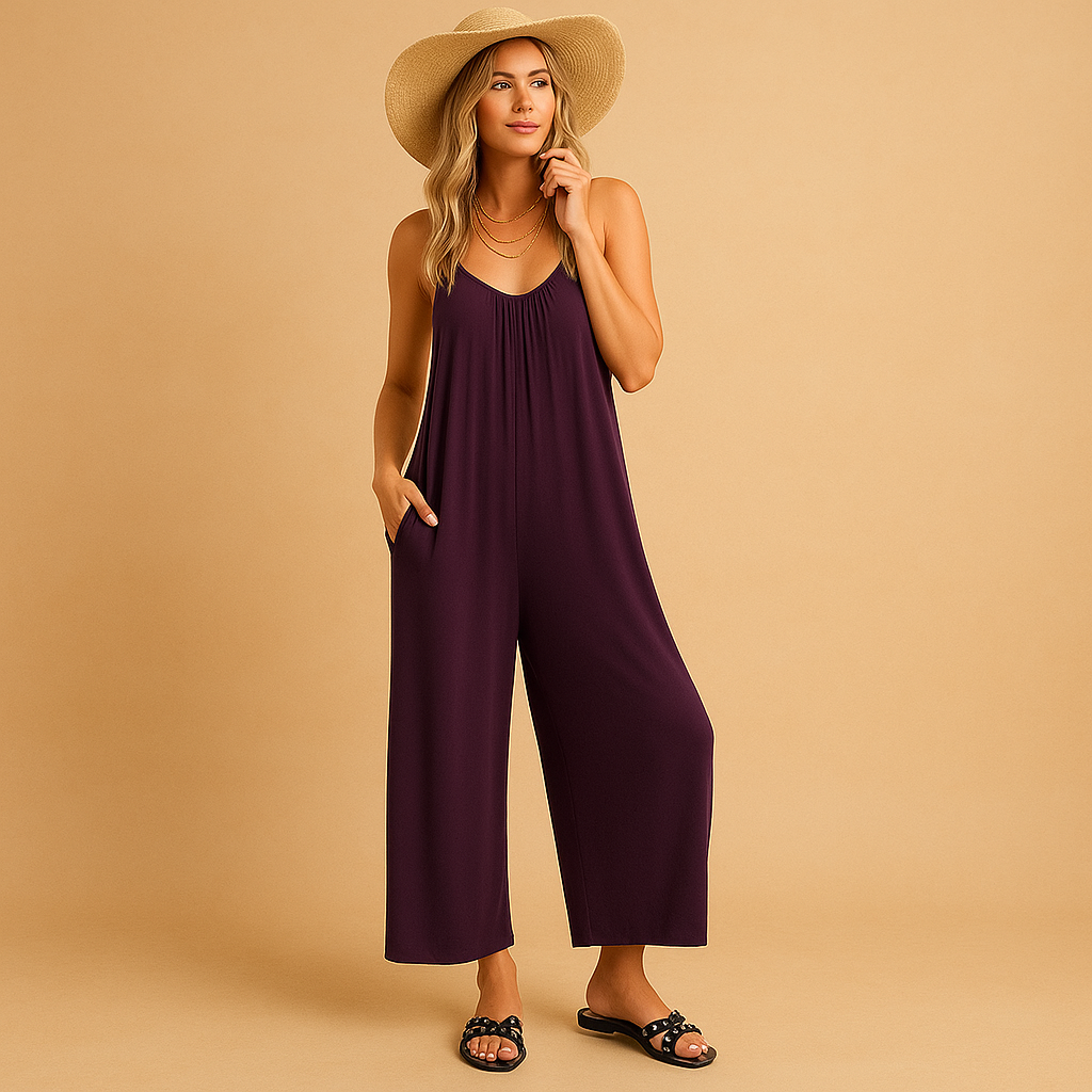 Summer sleeveless jumpsuit with adjustable straps for women