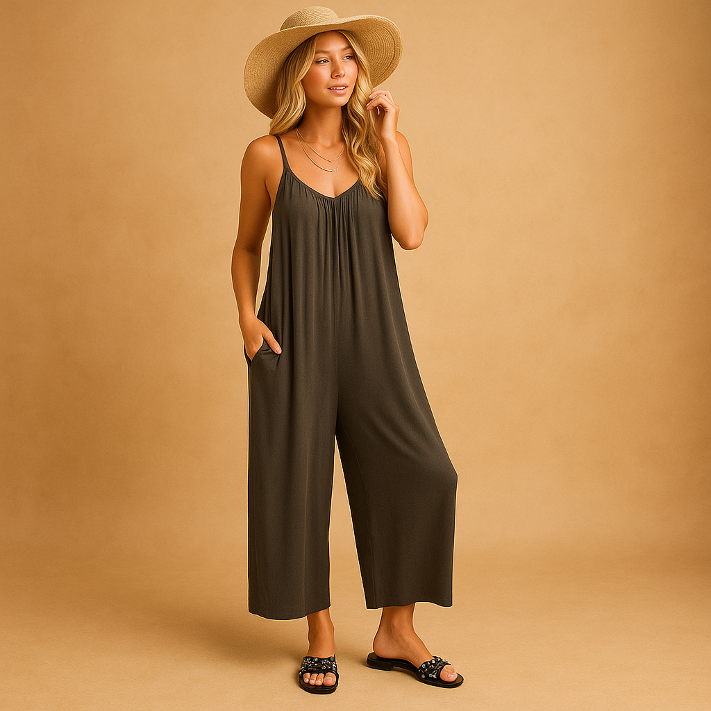 Summer sleeveless jumpsuit with adjustable straps for women