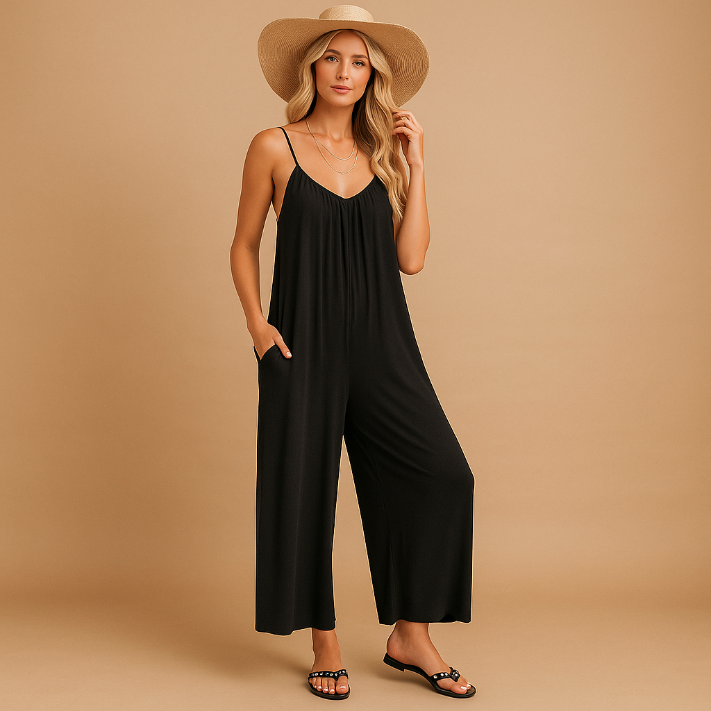 Summer sleeveless jumpsuit with adjustable straps for women