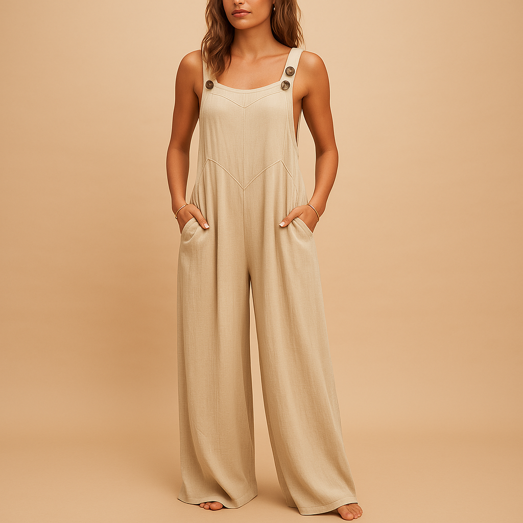 Summer jumpsuit with high waist and wide legs for women