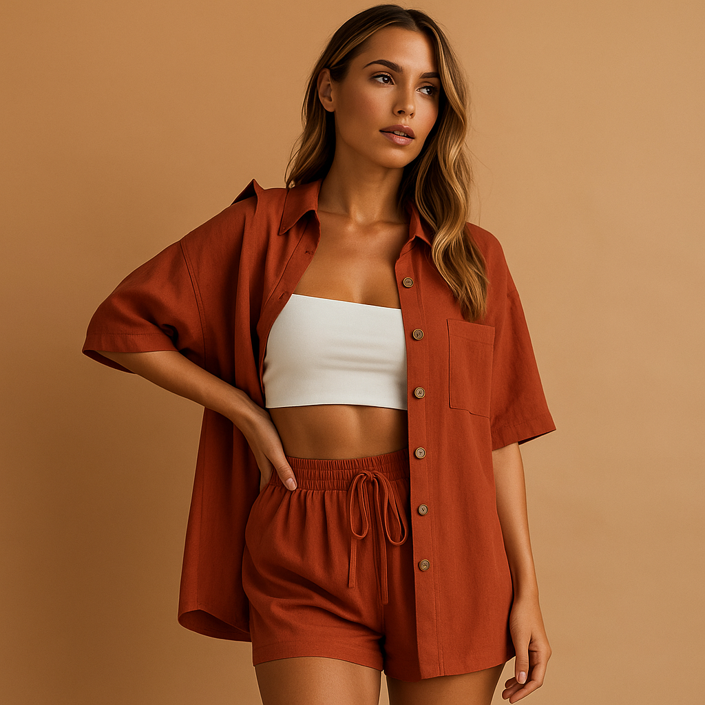 Summer lounge set with cardigan and shorts for ladies