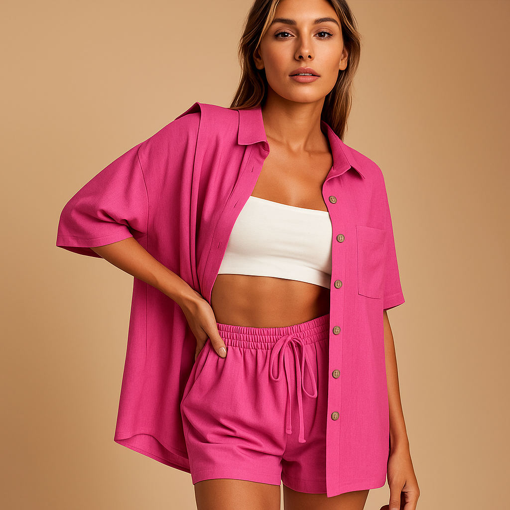Summer lounge set with cardigan and shorts for ladies