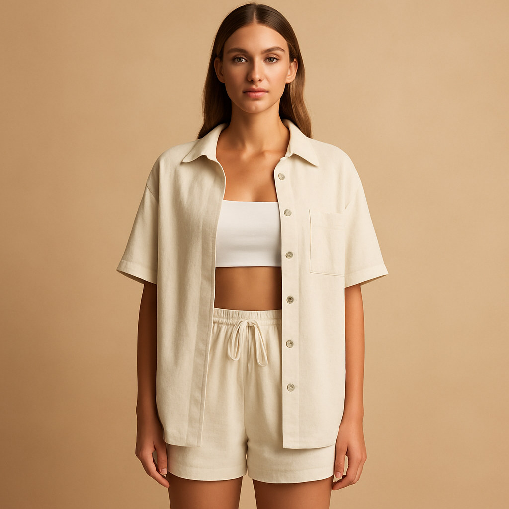 Summer lounge set with cardigan and shorts for ladies
