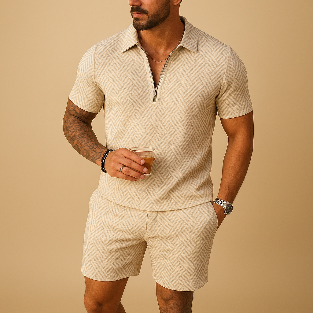 Summer set with polo shirt and shorts for men