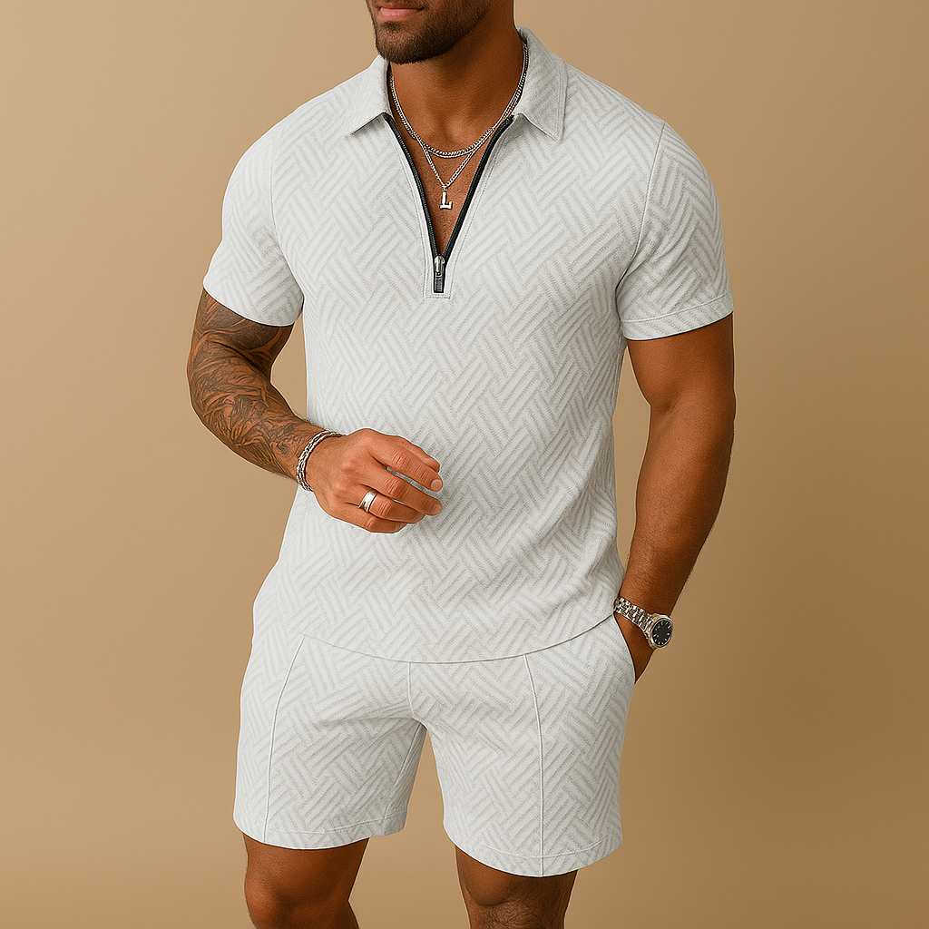 Summer set with polo shirt and shorts for men
