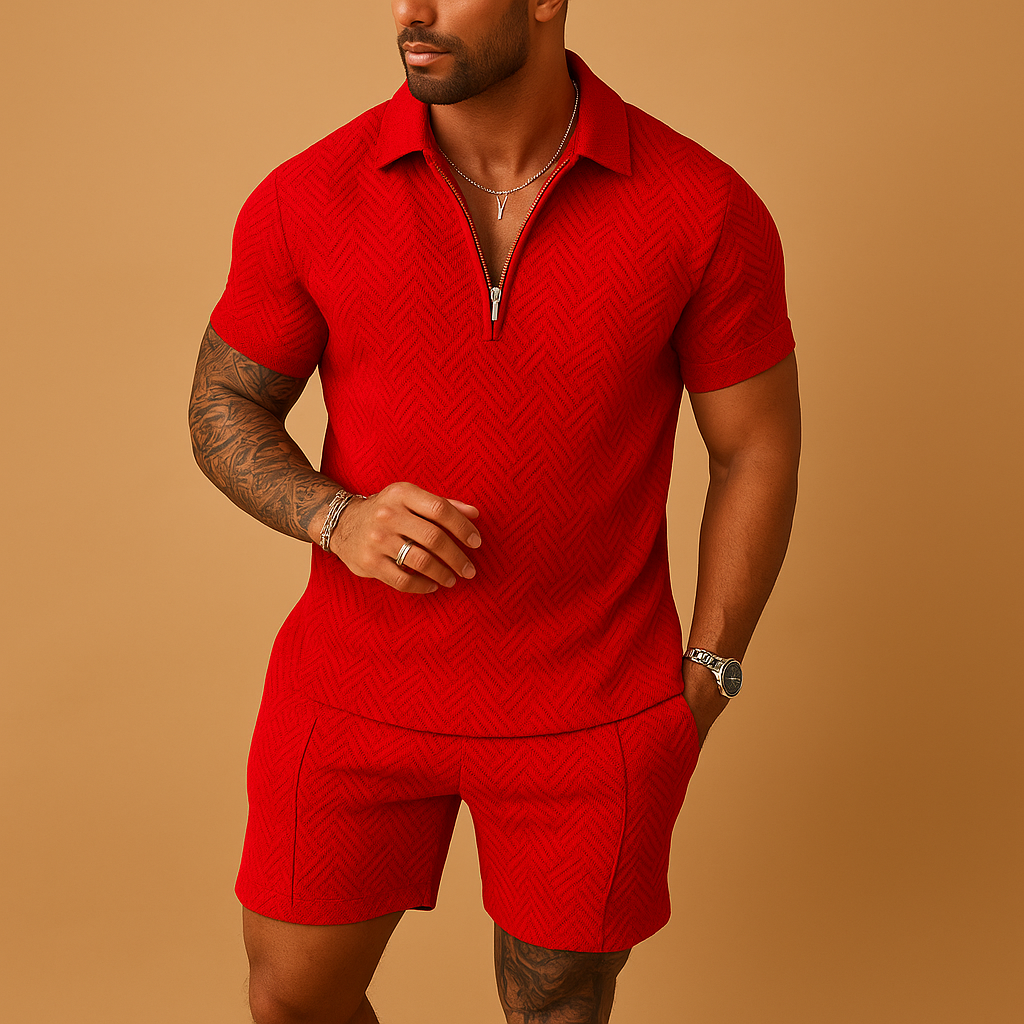 Summer set with polo shirt and shorts for men