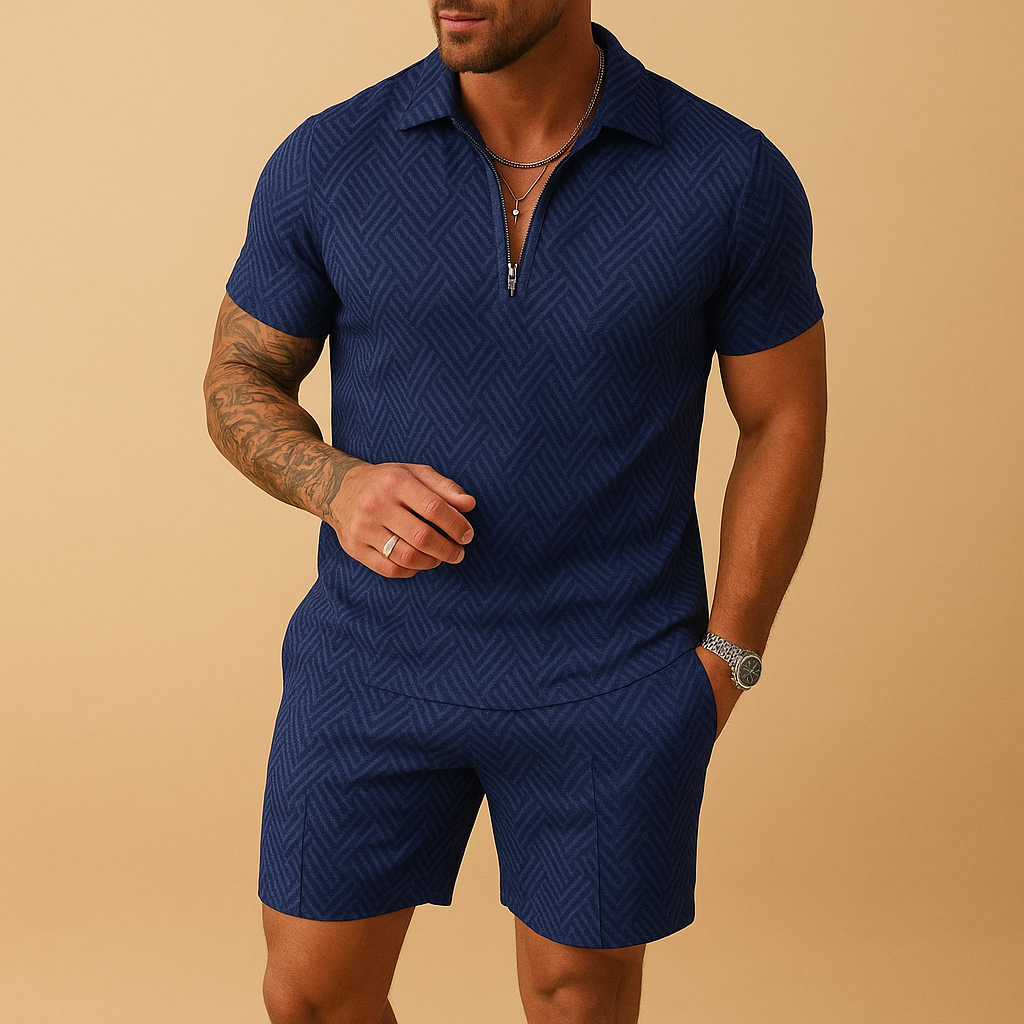 Summer set with polo shirt and shorts for men