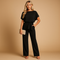 Waisted jumpsuit with lace-up detail for women