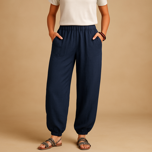 High-waisted summer pants with boho look for women