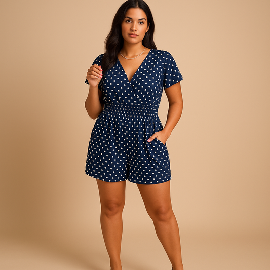 Polka dot jumpsuit with pockets for women