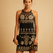 A-line dress with elastic waist and feminine cutout for women