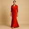 A-line spring dress with V-neck and mid-length sleeves for women