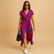 A-line summer dress with puff sleeves and button details for women