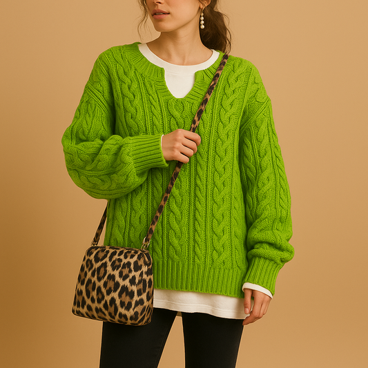 Breathable knit V-neck sweater for women