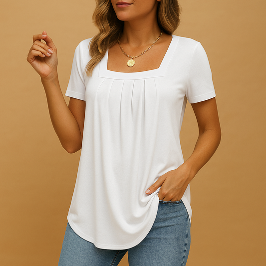 Square-neck blouse with loose fit for women