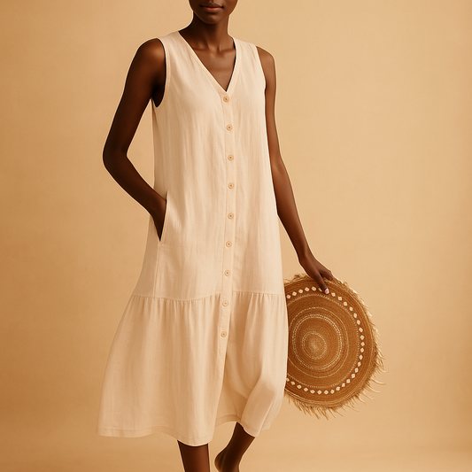 Summer V-neck dress for women with elegant fit