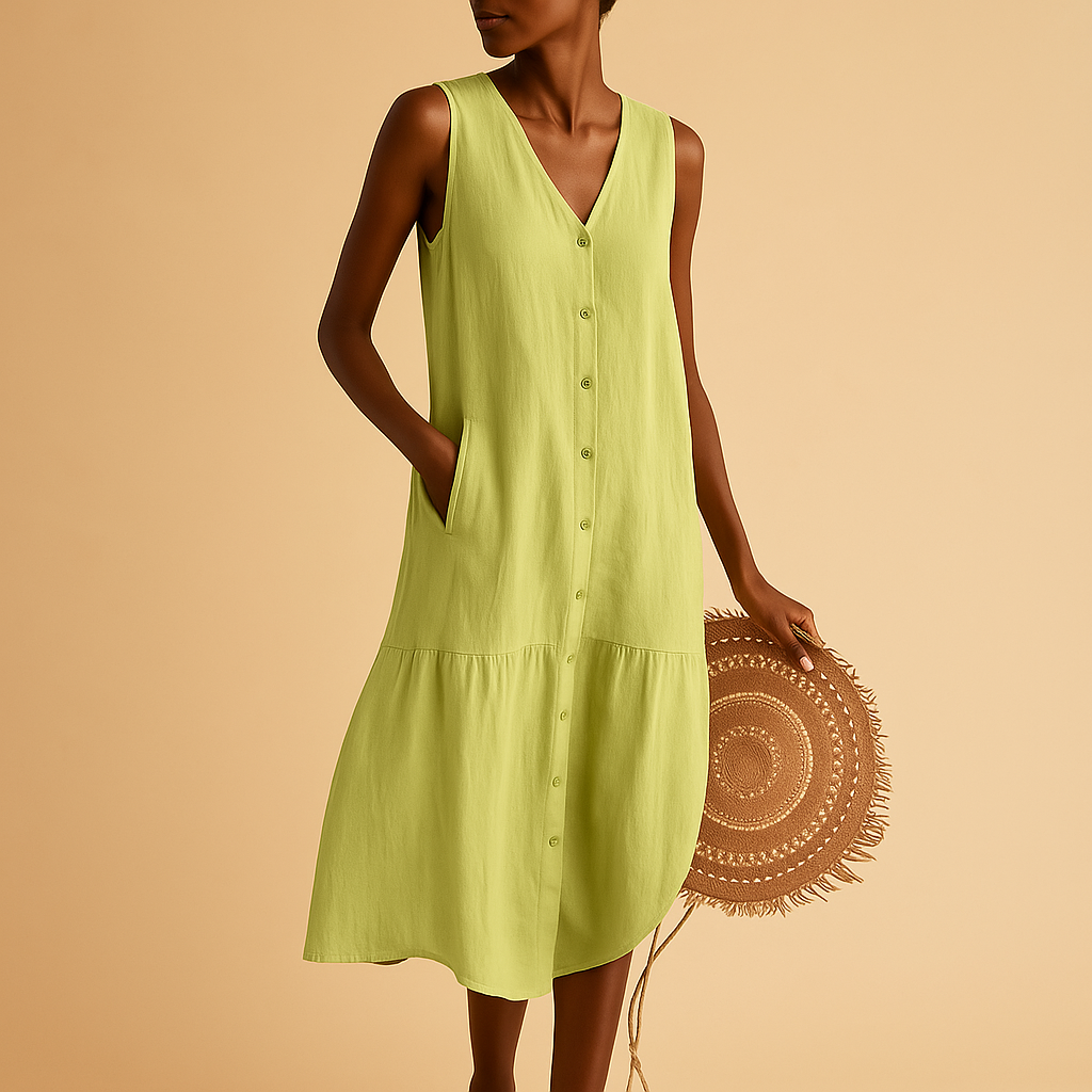 Summer V-neck dress for women with elegant fit