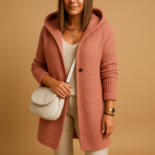 Open knit women's long front cardigan