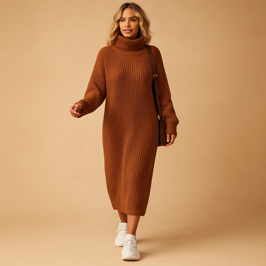 Oversized long-sleeved sweater dress for women