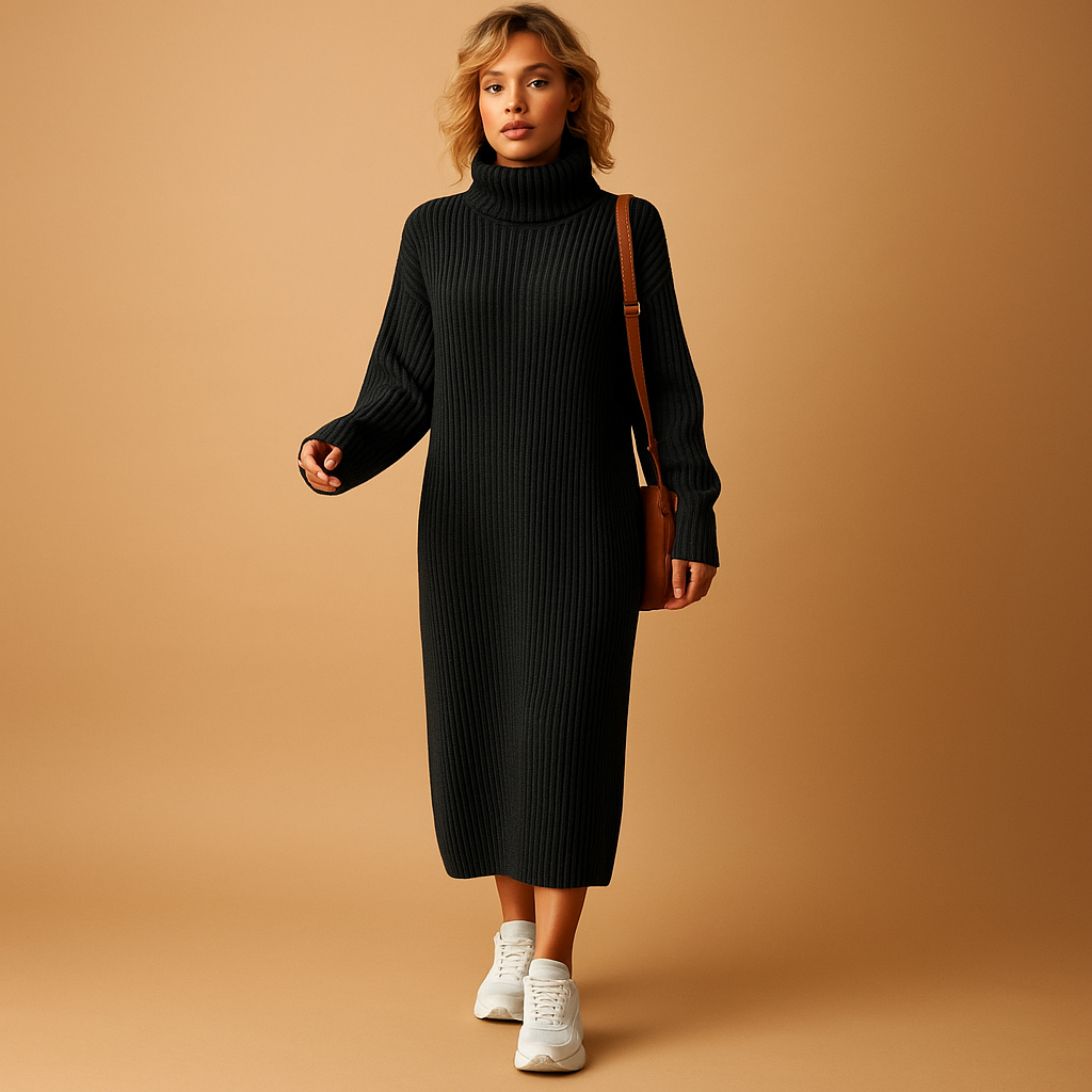Oversized long-sleeved sweater dress for women