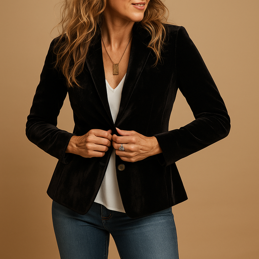 Retro slim-fit blazer with lapels and pockets for women